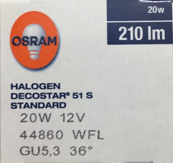 DECOSTAR 51S 20 W 12 V 36° GU5.3 OSRAM