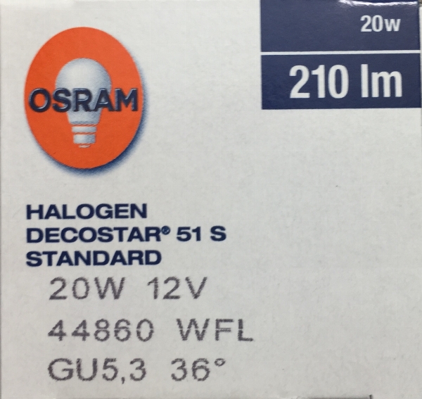 Decostar 51S 20W 12V Halogen Light Bulb 44860 WFL, Osram