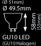 PAR16 6W-50W 3000K 230V GU10 DIM 40° Q-MAX LED