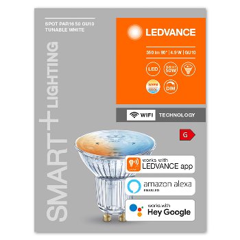 SMART+ WiFi Spot Tunable White 50 45° 4.9 W/2700-6500 K GU10 LEDVANCE