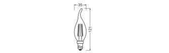 LED CLASSIC BA DIM CRI90 S 3.4W 927 FIL CL E14