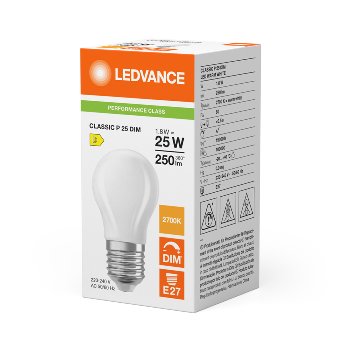 LED Classic P 25 Filament DIM P 1,8W 827 Frosted E2