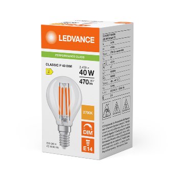 LED Classic P 40 Filament DIM P 3,4W 827 Clear E14