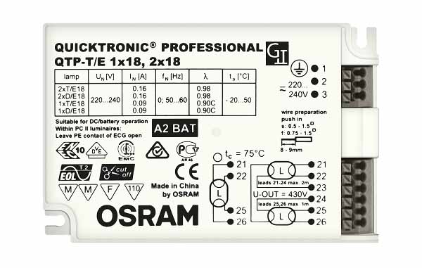 10x Osram Quicktronic Professional QTP-T/E 1x18 2x18 EVG  